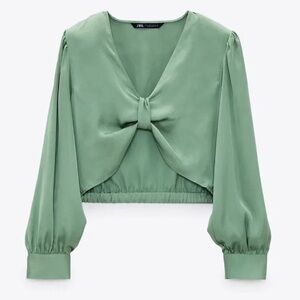 Zara Green Silk Top